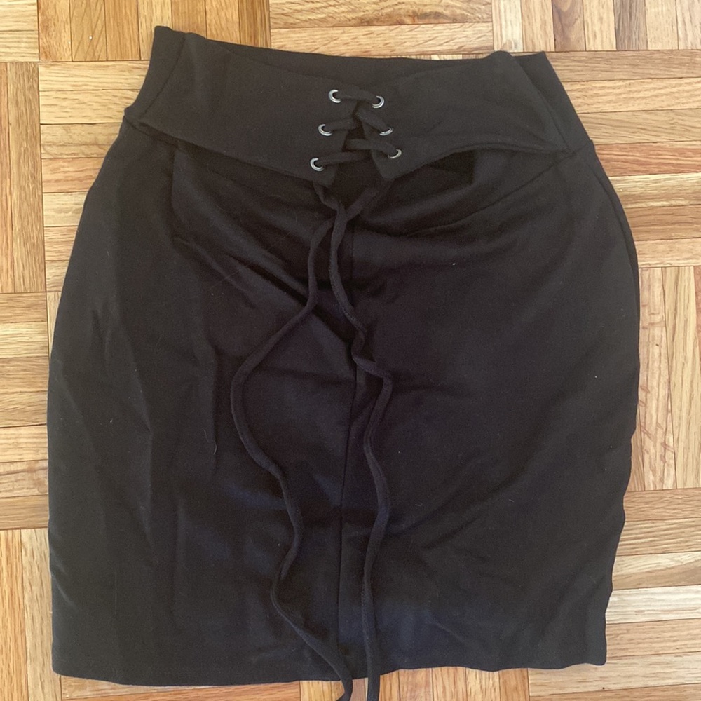 Black skirt with lace up detail in the back